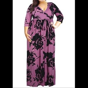 🆕3/4 Sleeve Floral Print Plus Size Maxi Dress